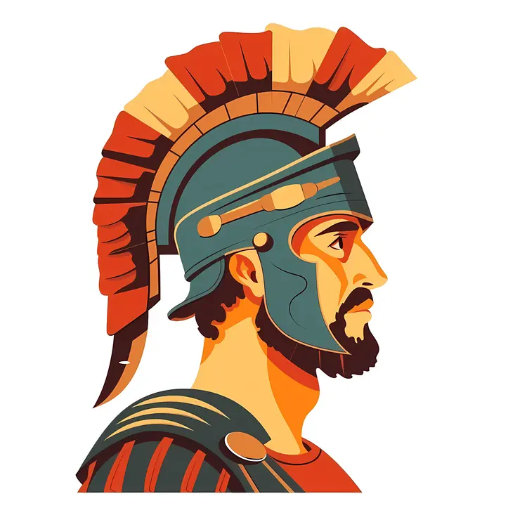 Roman Soldier in Profile with Blue Helmet