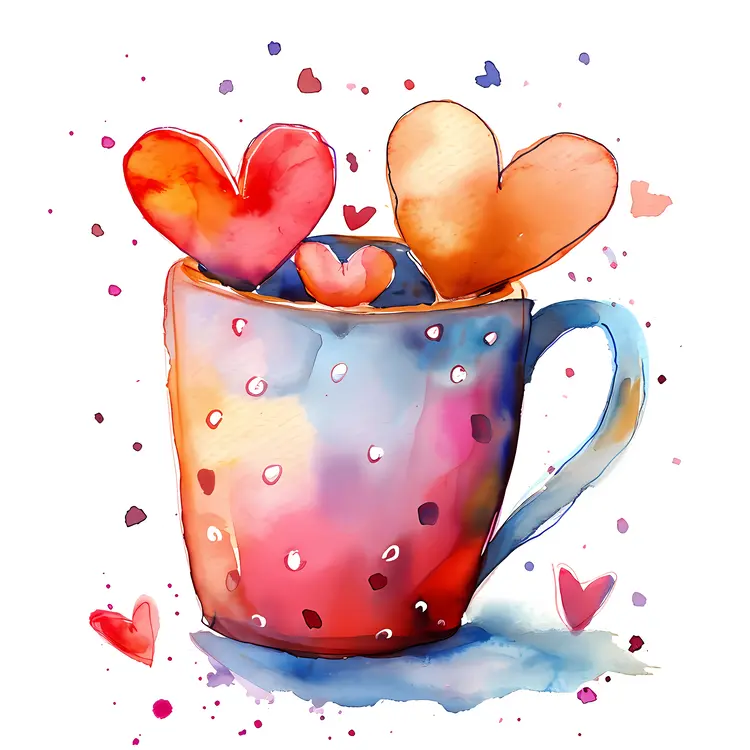 Polka Dot Cup with Hearts