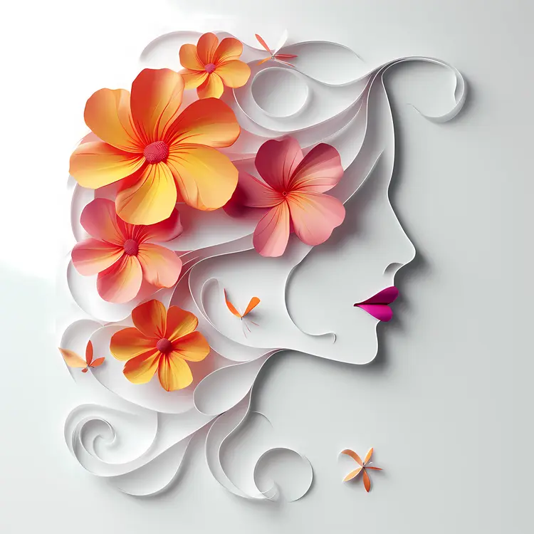 Woman with Orange Flowers Illustration