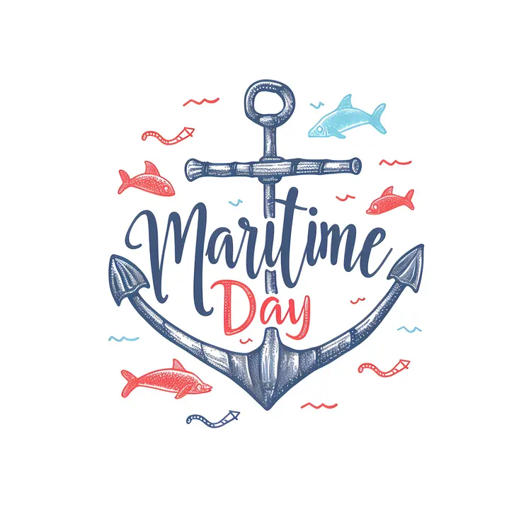 Maritime Day Celebration with Anchor and Fish