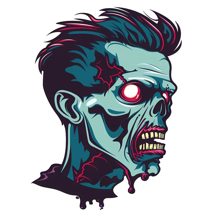 Creepy Zombie Head Illustration