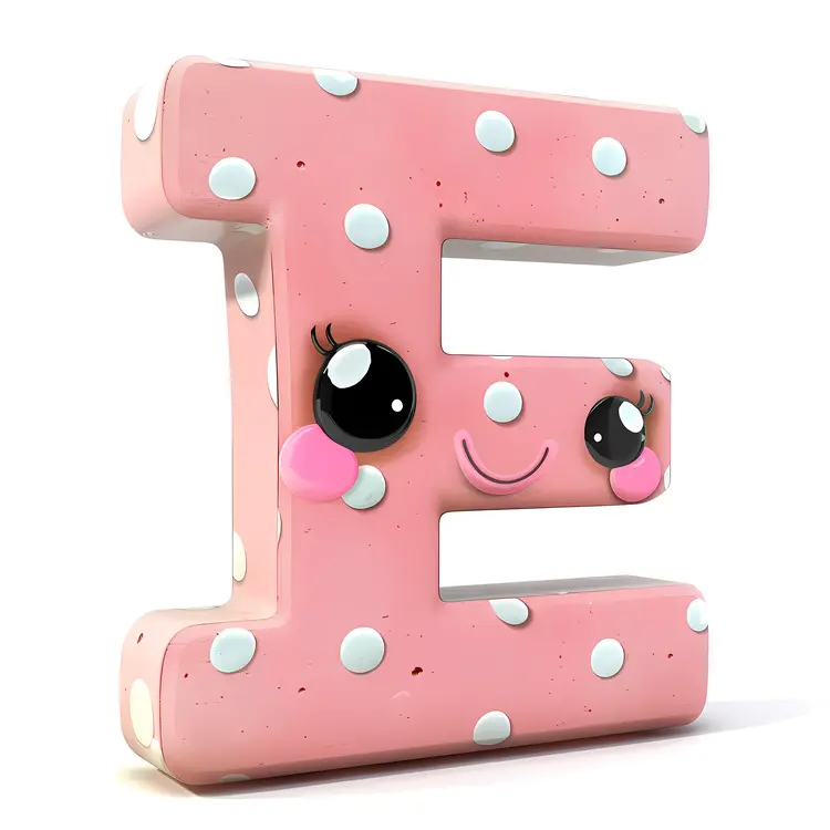 Playful Pink Letter E with Polka Dots