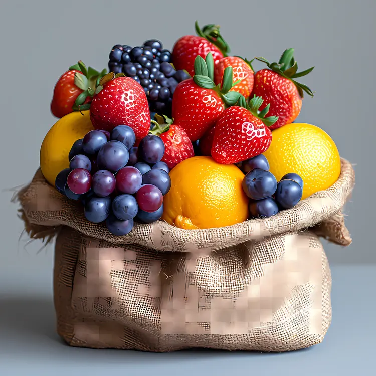 Colorful Fruit Basket with Strawberries and Oranges