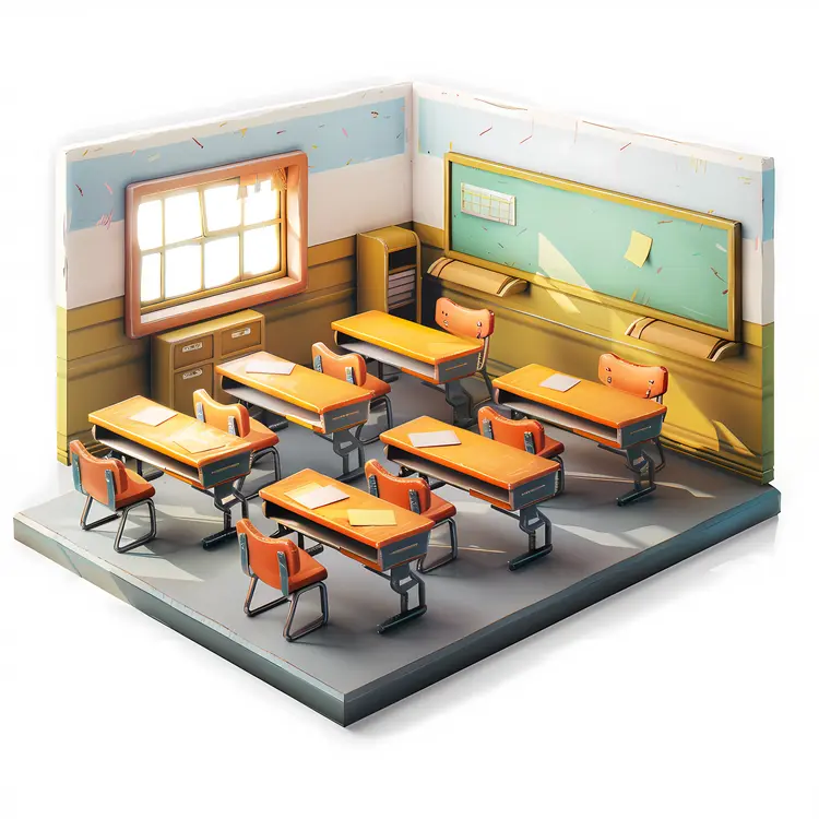 Vintage Classroom with Blackboard