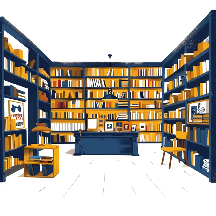 Modern Library with Blue Shelves