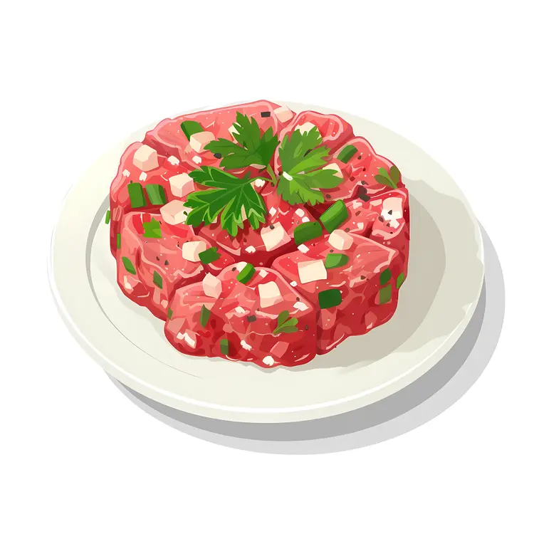 Illustrated Beef Tartare with Garnish