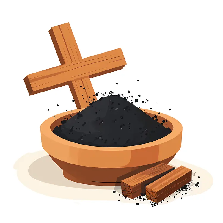 Ashes and Cross in a Bowl with Smoke