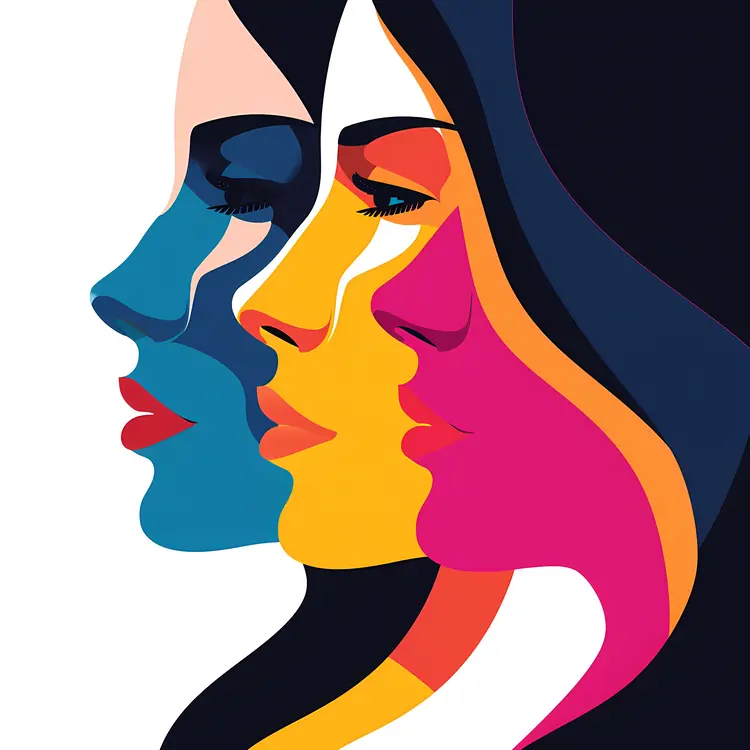 Diverse Colorful Profiles of Women