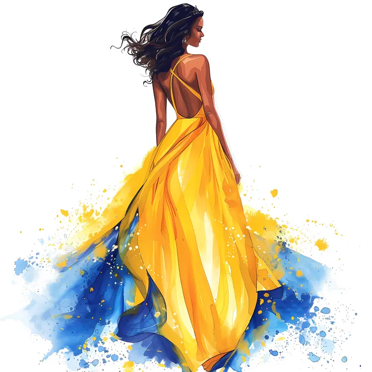 Stylish Yellow Dress Illustration