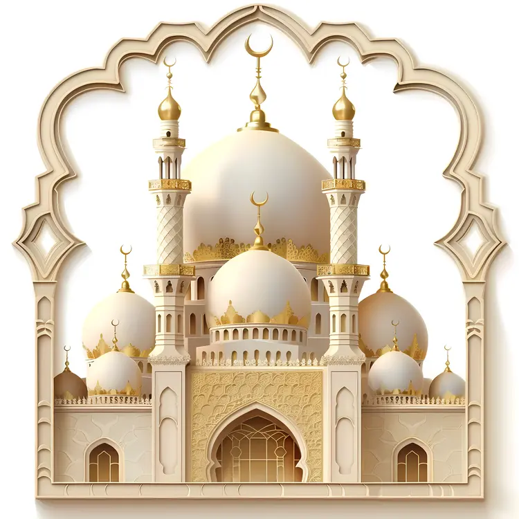 Elegant Mosque with Domes and Minarets