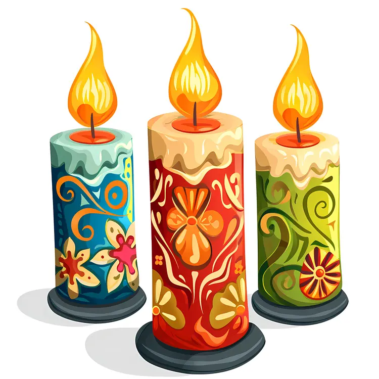 Beautiful Decorative Candles with Floral Patterns