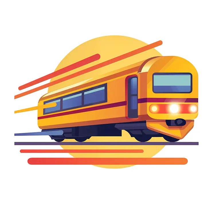 Cartoon Illustration of a Fast Train