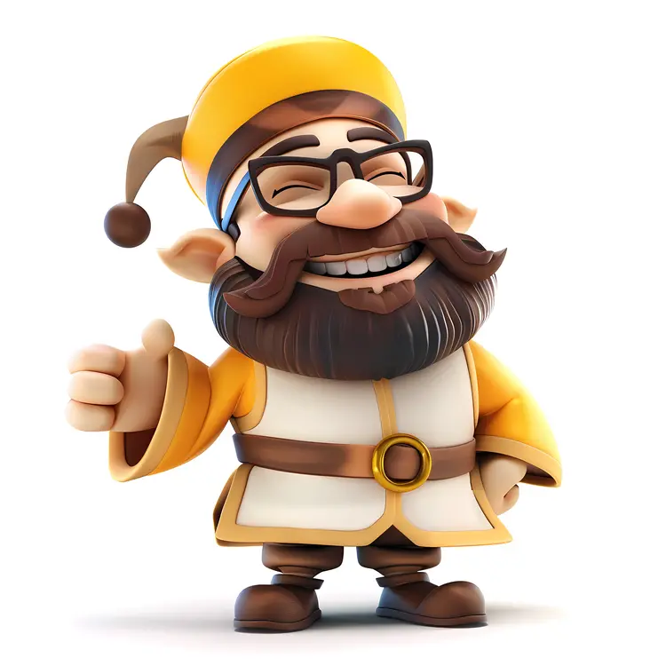 Cartoon Character with Glasses and Yellow Outfit