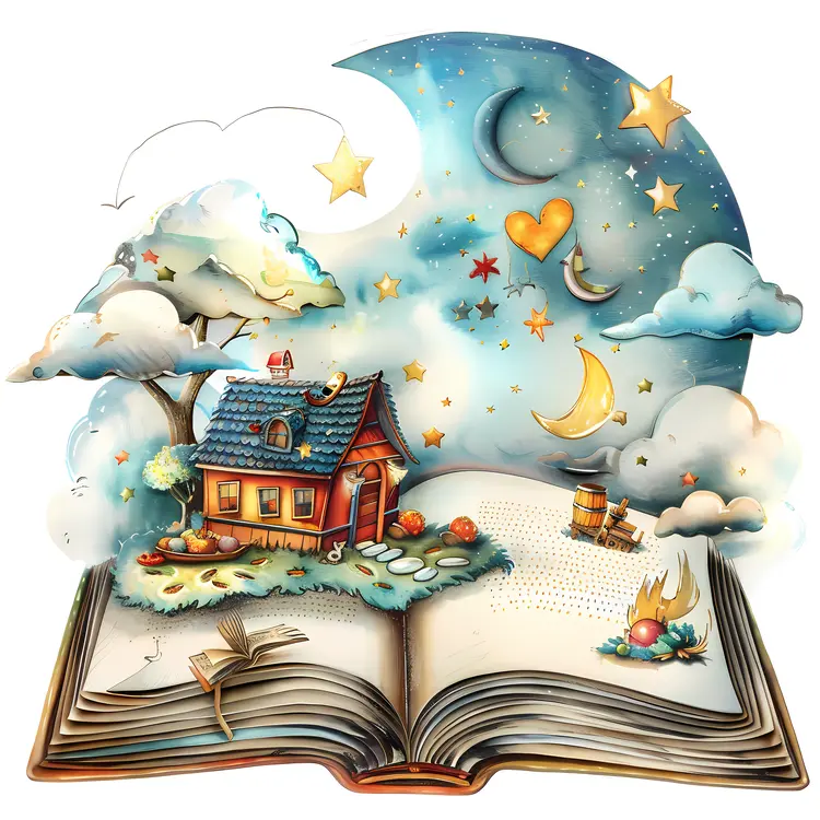 Book with House and Moon