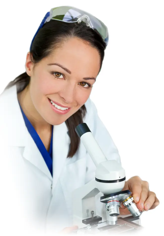 Scientist Smiling with Microscope