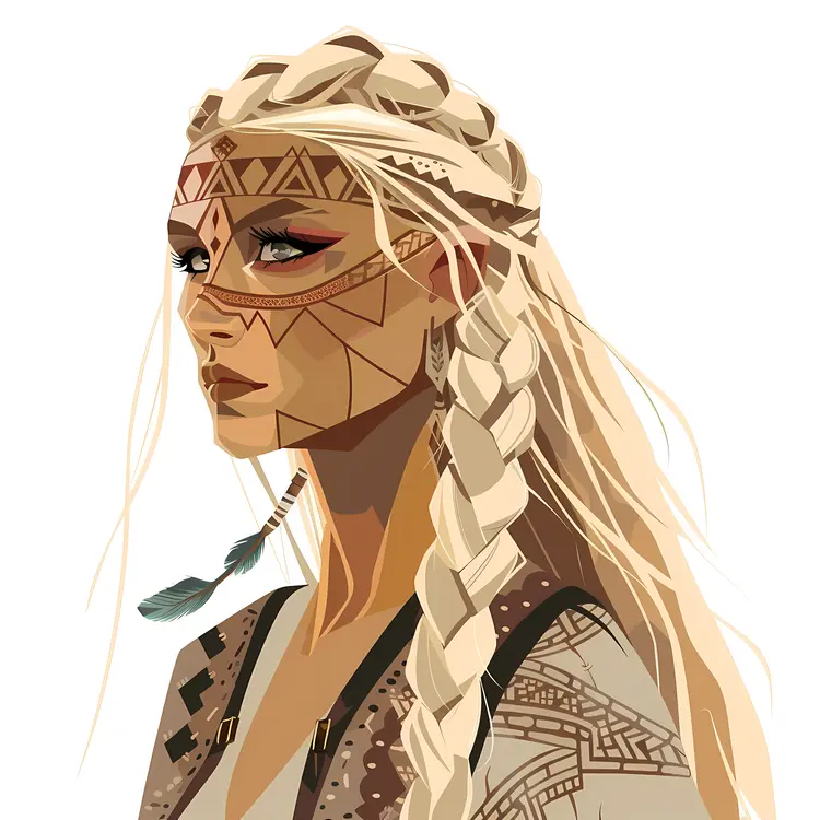 Viking Woman with Braids and Face Paint
