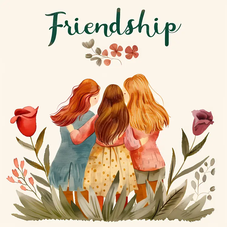 Friendship Illustration with Three Girls