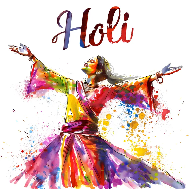 Colorful dancer celebrating Holi festival