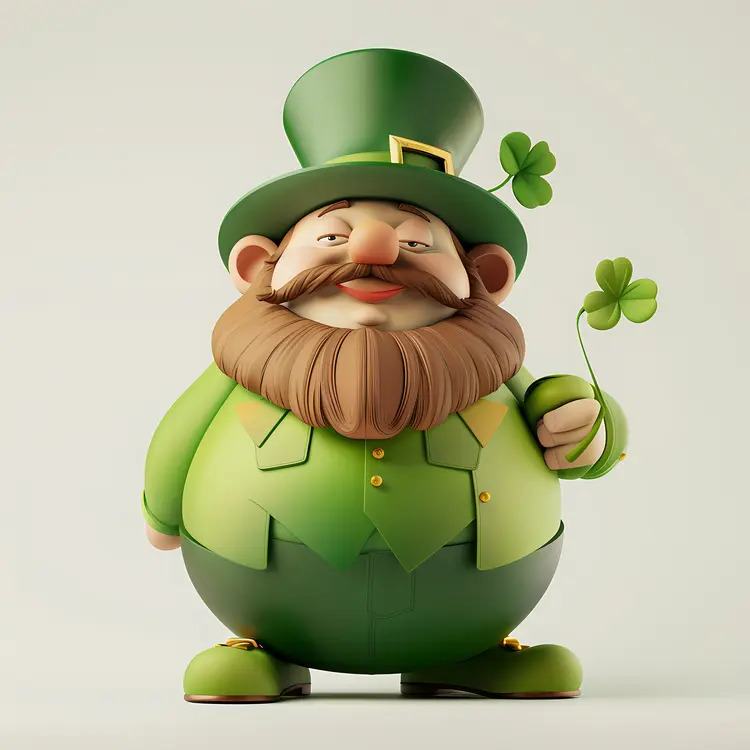 Leprechaun with Green Hat and Clover