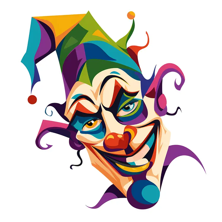 Colorful Jester Face Illustration