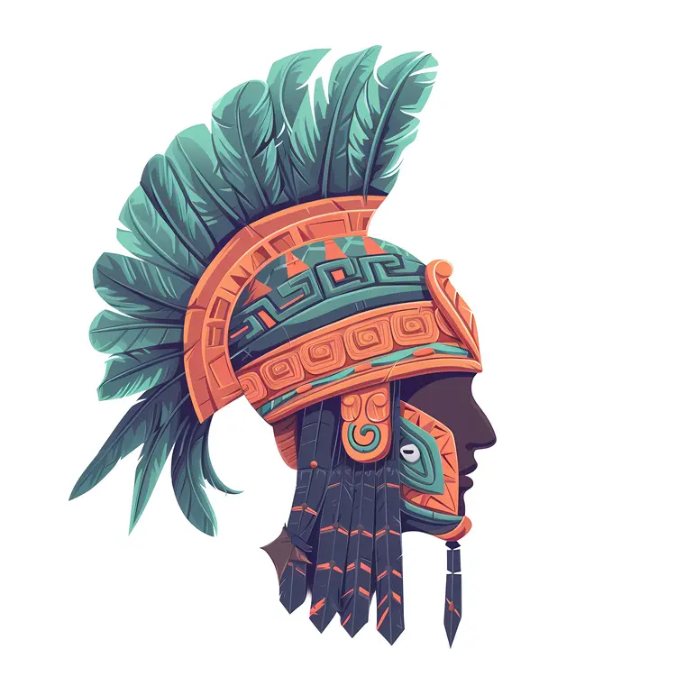 Aztec Warrior Helmet with Feathers