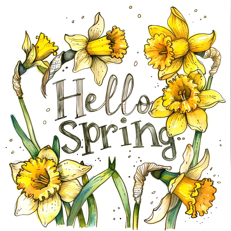 Hello Spring with Yellow Daffodils
