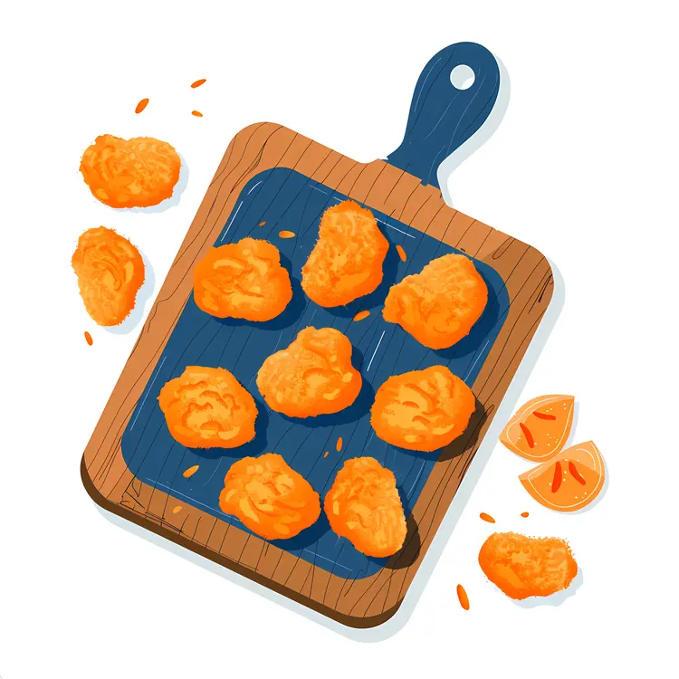 Chicken Nuggets on a Cutting Board