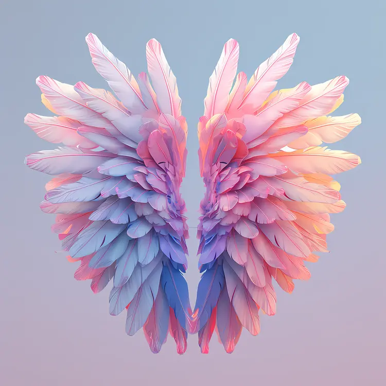 Colorful Pastel Wings with Feathers