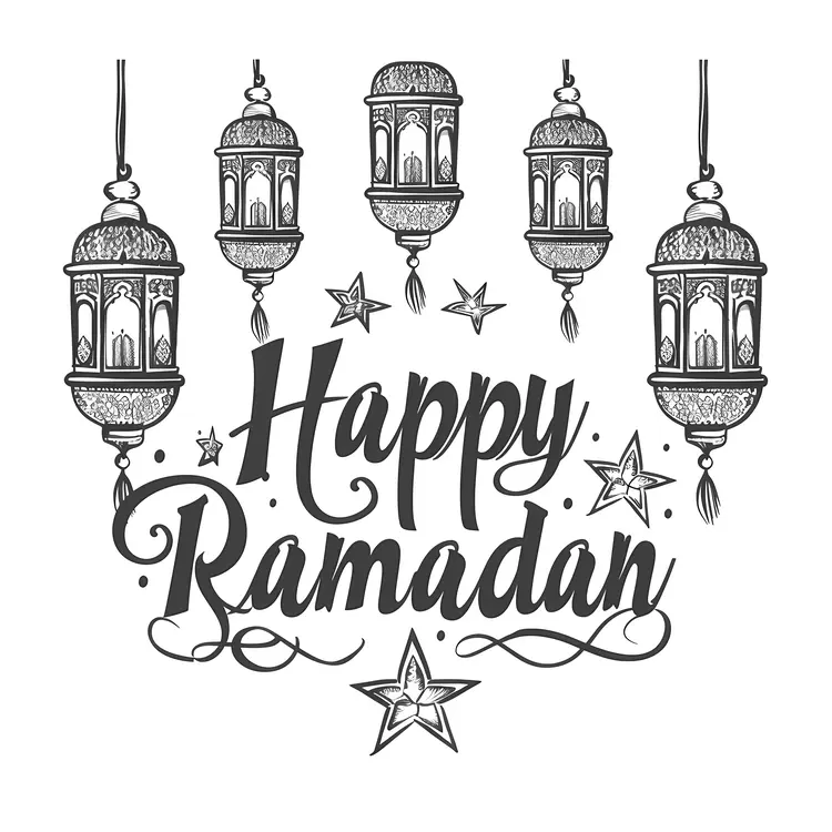 Black and White Happy Ramadan Greeting