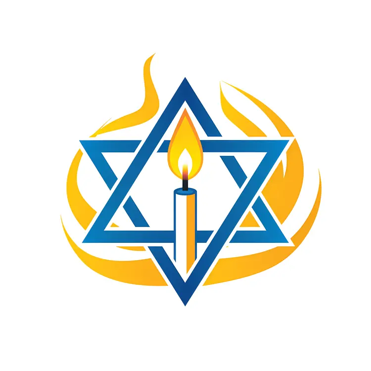 Candle with Star of David and Flames