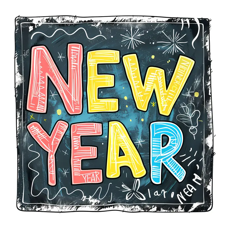 Colorful Chalkboard New Year
