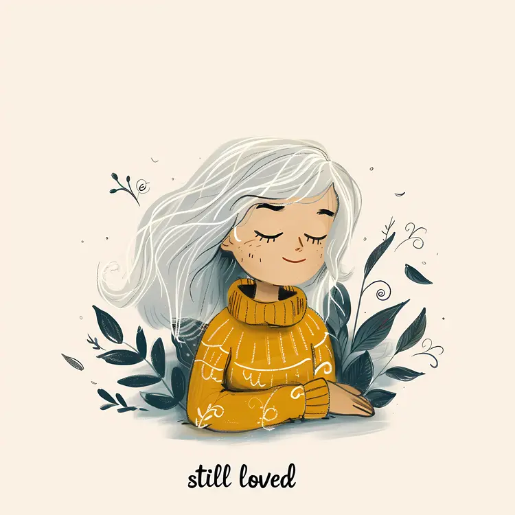 Happy Doodle Girl with White Hair