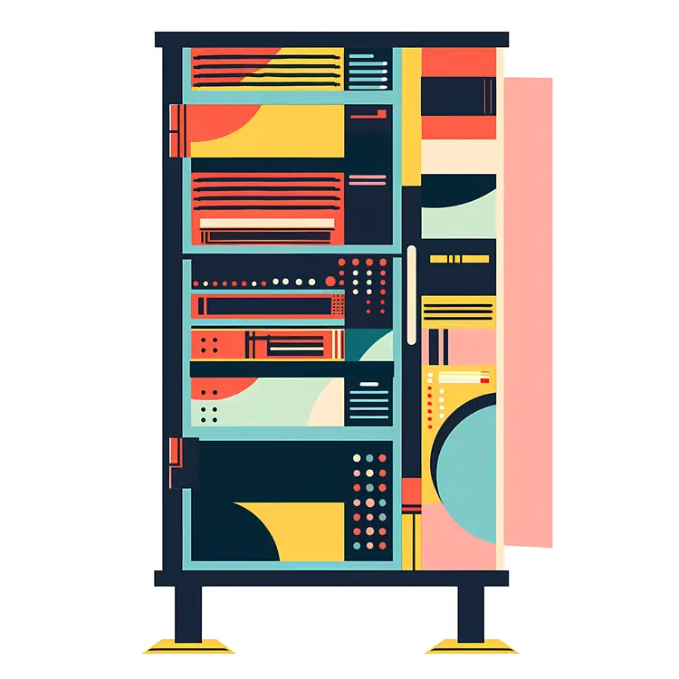 Abstract Server Rack with Colorful Design
