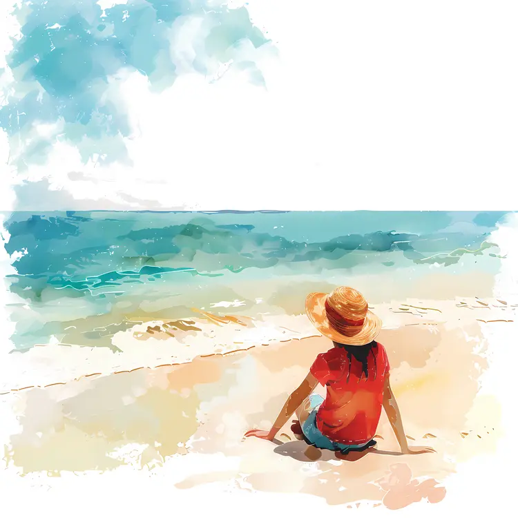Girl Relaxing on Beach
