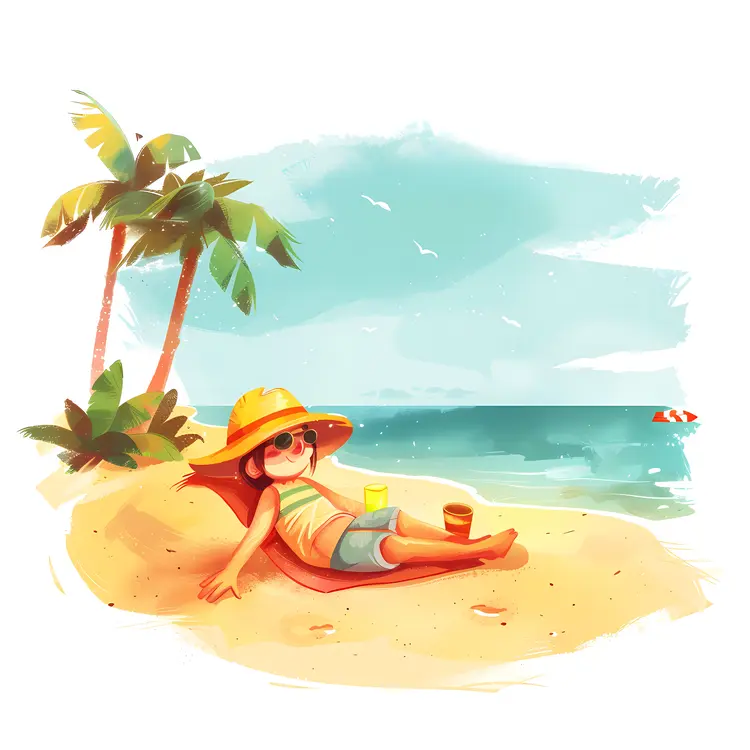 Child Relaxing on Beach