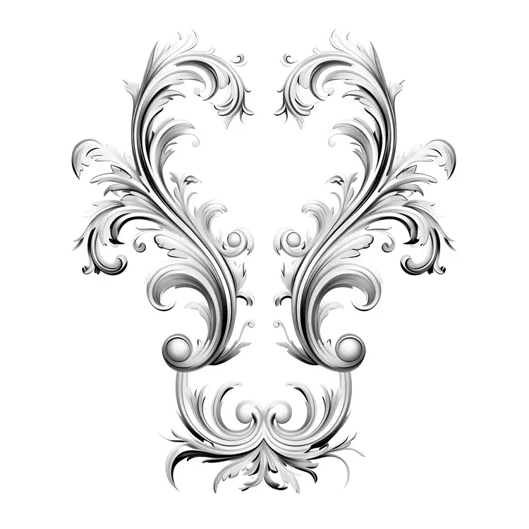 Symmetrical Black and White Floral Design