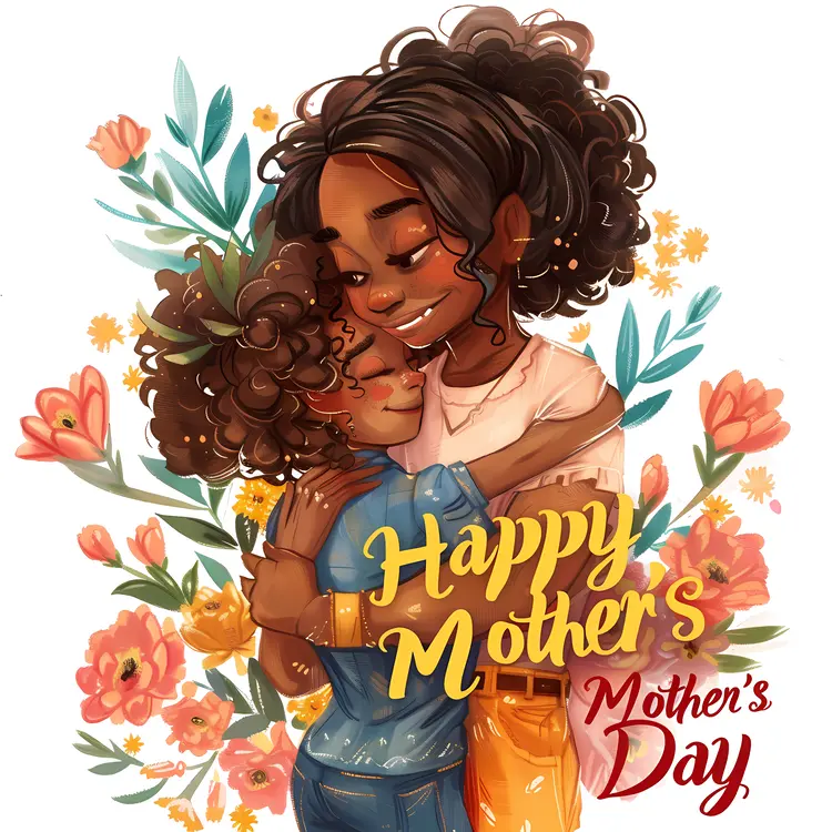 Happy Mother's Day Illustration with Flowers