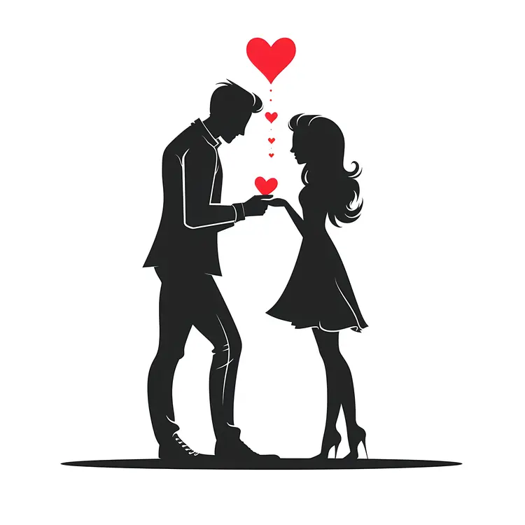 Couple in Love with Hearts