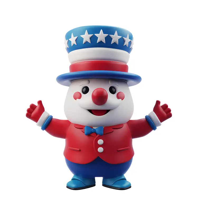 Patriotic Snowman Character with Stars and Stripes Hat