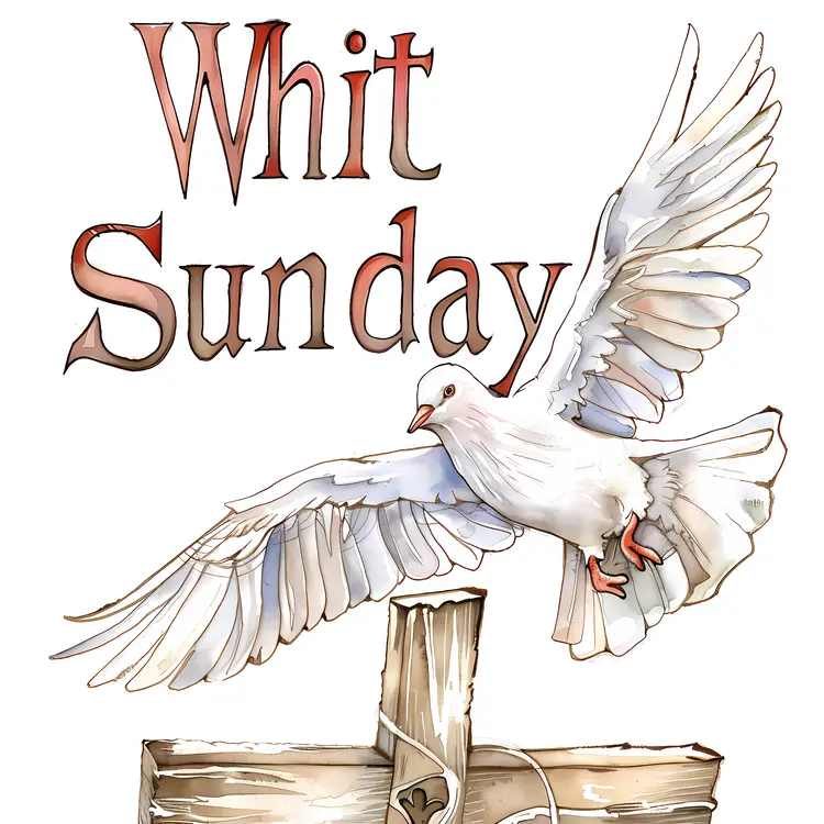 Whit Sunday with Dove on Wooden Cross