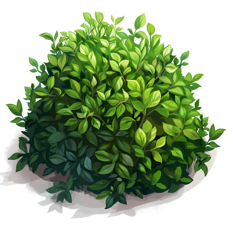 Round Green Bush with Thick Leaves