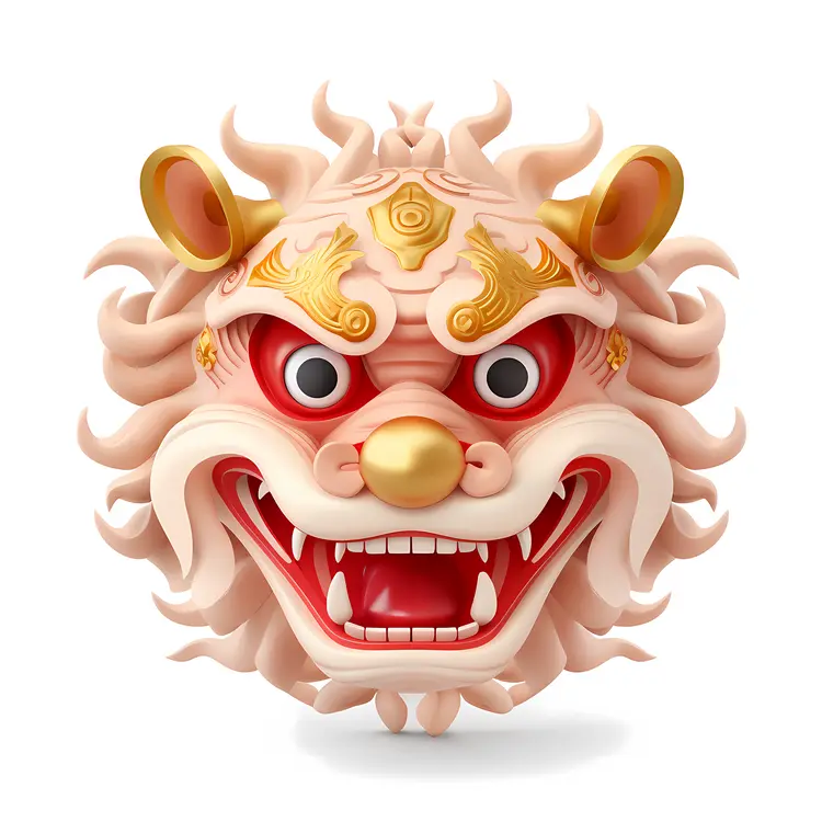 Ornate Lion Mask with Golden Accents