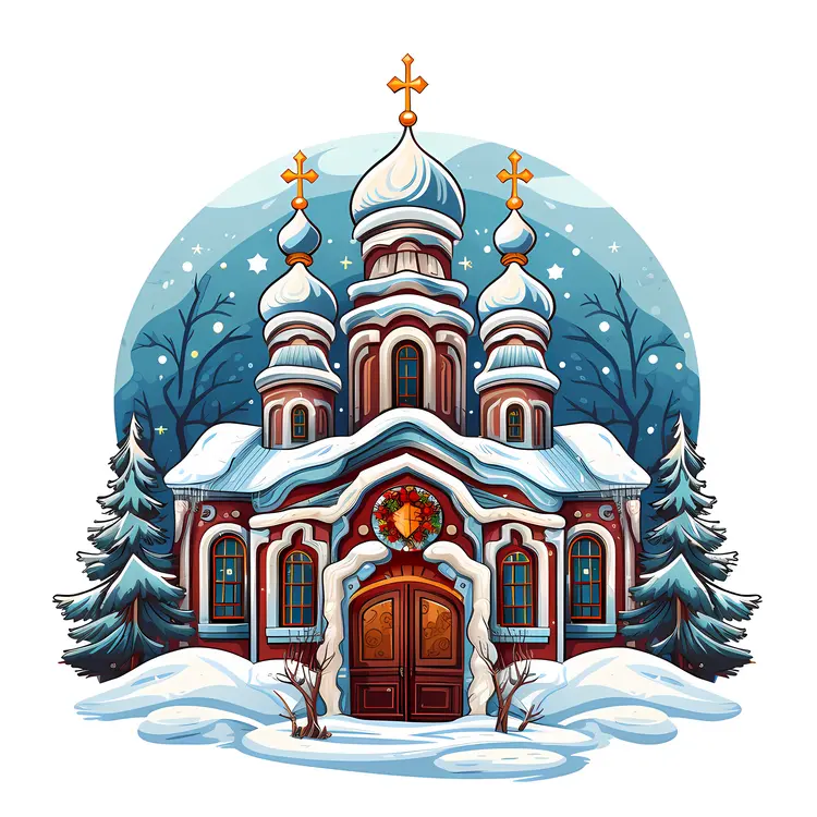 Snowy Church in Winter Wonderland