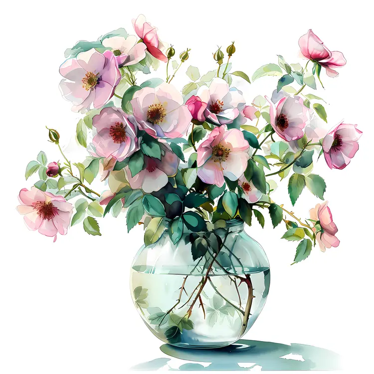 Pink Flowers in a Glass Vase