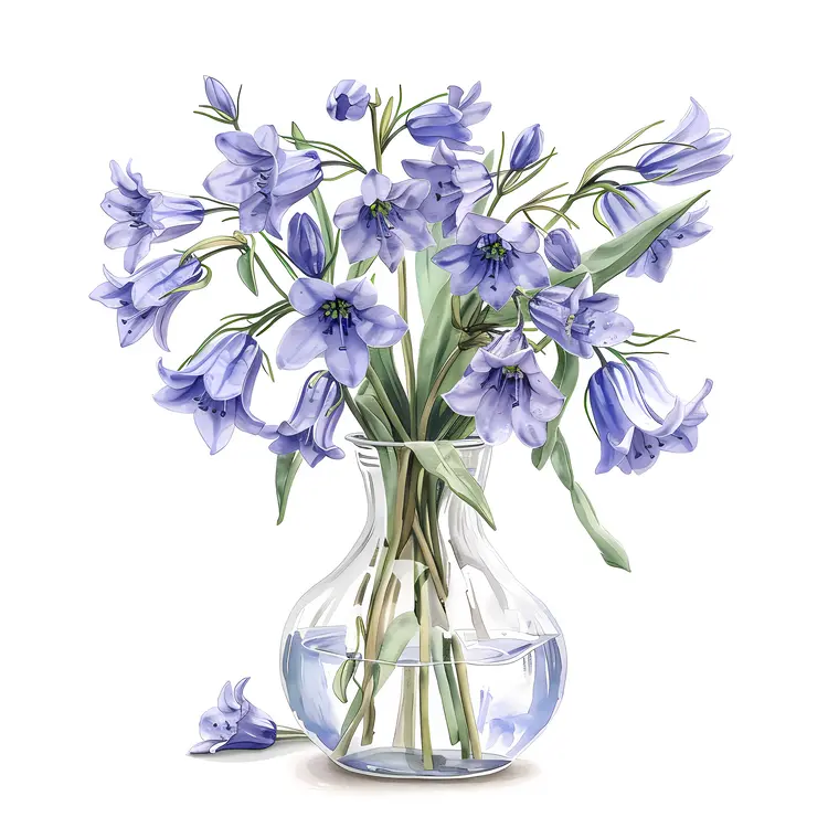Blue Flowers in a Glass Vase