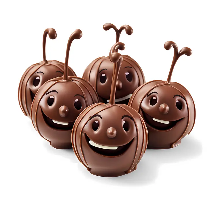 Group of Smiling Chocolate Balls