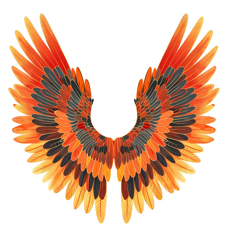 Orange and Black Feathered Wings Design