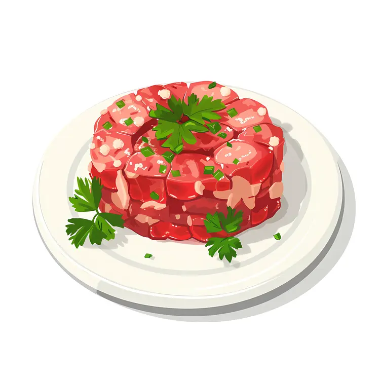 Tartare Dish with Garnish on Plate