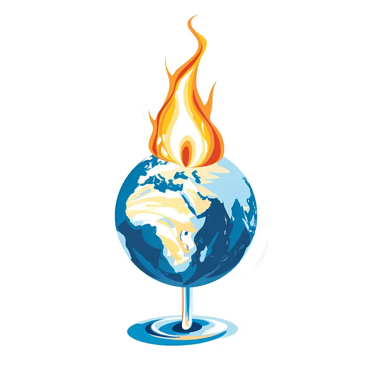 Earth on Fire Symbolizing Global Warming