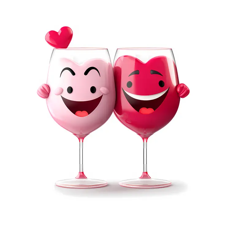 Happy Wine Glasses with Faces